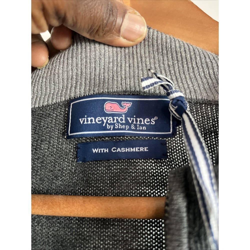 Vineyard Vines Cotton Cashmere Heather  Gray quarter zip sweater 2XL Preppy New - Picture 7 of 10